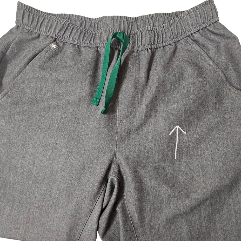 FIGS Men's Tansen Jogger Scrub Pants MXXSW2004 Graphite Gray Green Ties Size M